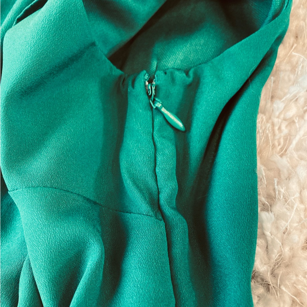 Green One Shoulder Ruffle Mini-Dress - Picture 4 of 7